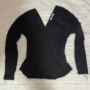 Project Social T Black Long Sleeve V-Neck Top